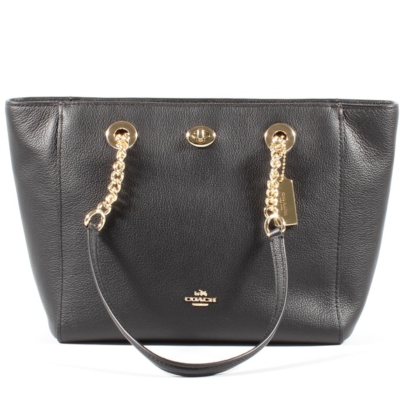 Coach Handbags - Coach Chain Shoulder Bag Black Leather Tote NEW